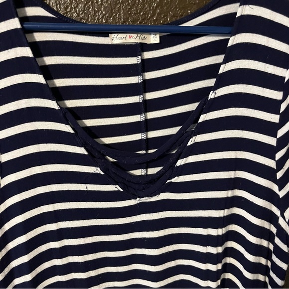 Blue & White Striped Swing Short Sleeve Dress, Strappy Top, Size 2X, Very Soft - Picture 2 of 7
